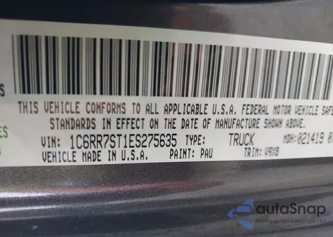 2014 Ram 1500 Tradesman z USA, uszkodzony, nr VIN 1C6RR7ST1ES275635